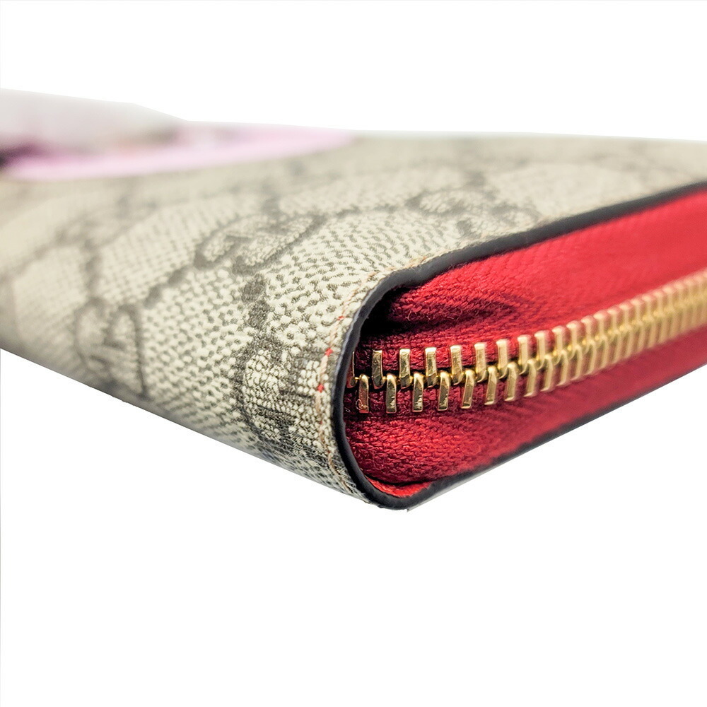GUCCI GG Supreme Zip Around Long Wallet Beige Tan Red Cat - Picture 8 of 8
